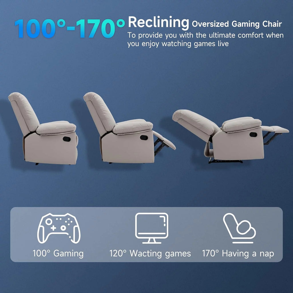 Oversized Creamy White Leather Recliner Chair T6205