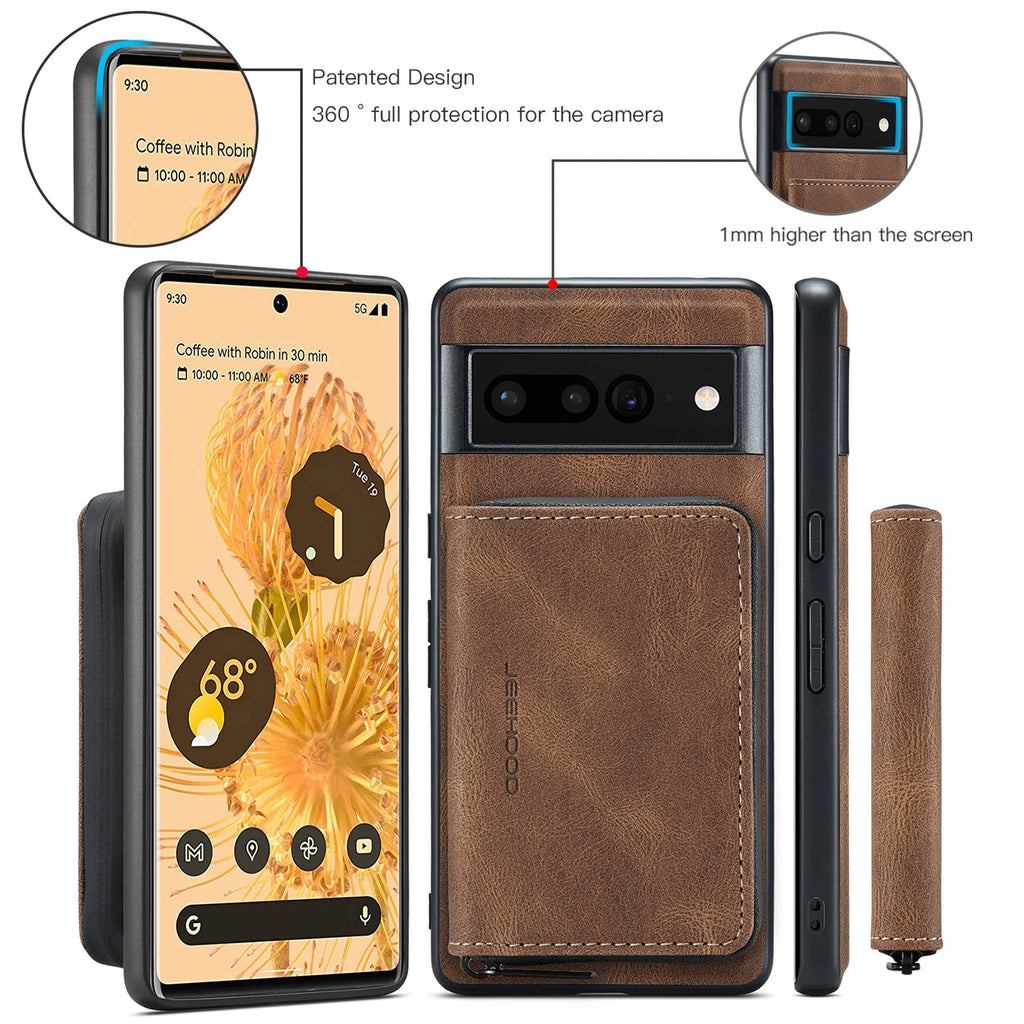 Brown Wallet Case for Google Pixel Fold 5G with Screen Protector E54298
