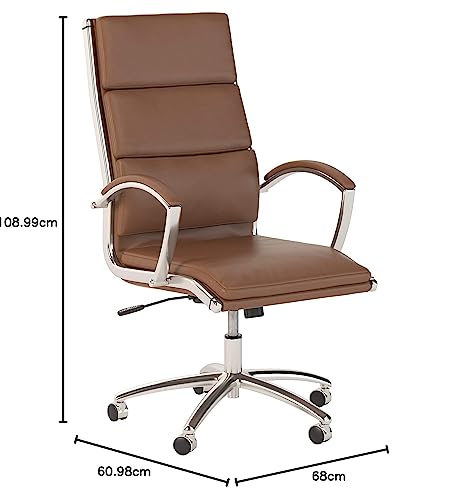 High Back Leather Executive Office Chair in Saddle Tan A2651