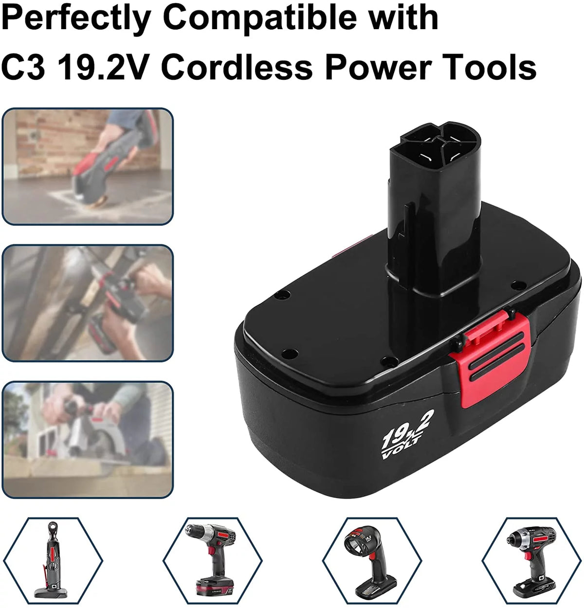 2 Packs Replacement Battery Compatible with Craftsman 19.2 Volt C3 Cordless Tools Z21118