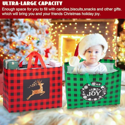24 Pack Assorted Sizes Non-Woven Christmas Gift Bags with Handle K39261