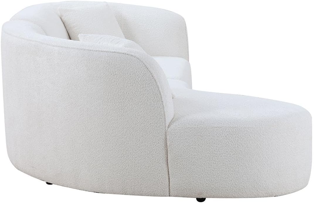 White Boucle Curved Sofa with Chaise 2 Set K103