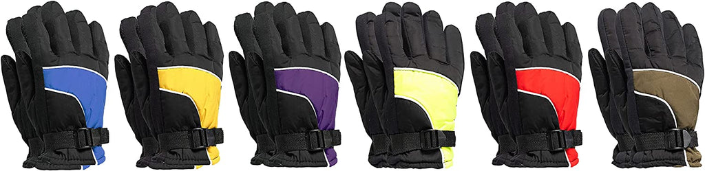 12 PACK Fleece Lined Water Resistant Kids Ski Gloves P9253