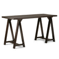 Solid Wood 56 inch Wide Writing Desk Dark Chestnut Brown V737975