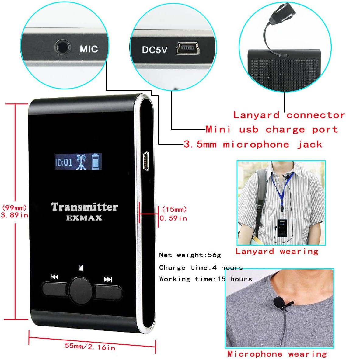 Wireless Tour Guide System Microphone (1 Transmitter 10 Receivers) J50635