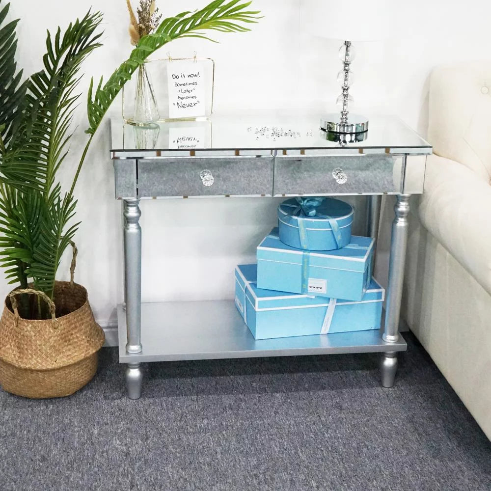 Mirrored Sofa Table with Shelf E18433