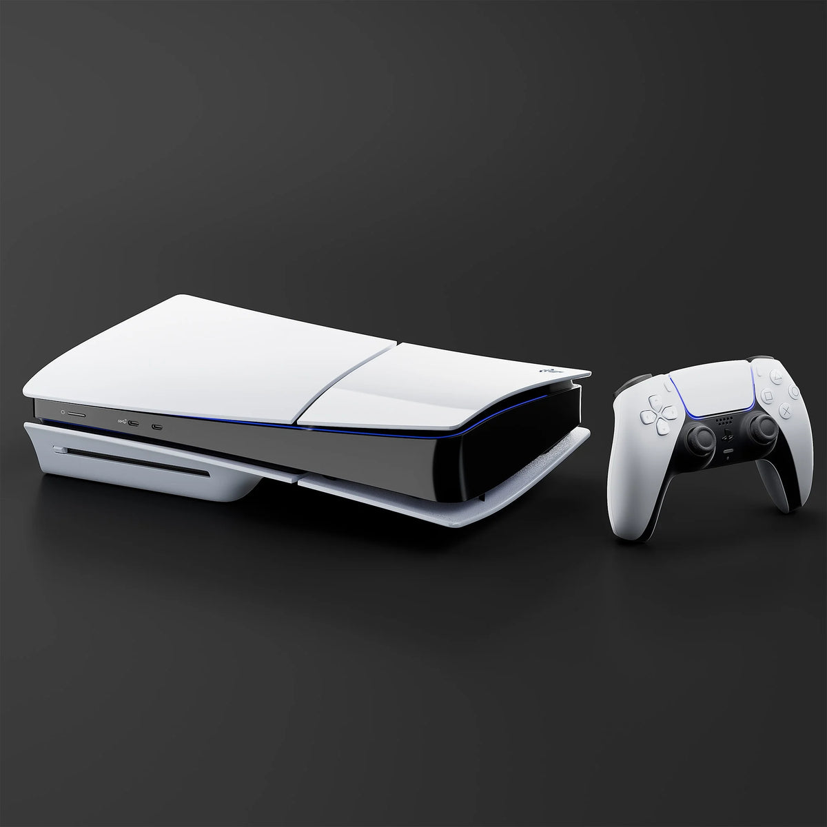 White and Midnight Black PlayStation 5 Disc Edition with Two Controllers O86626