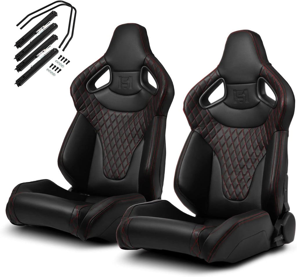 Black PVC Racing Seats with Slider R310026