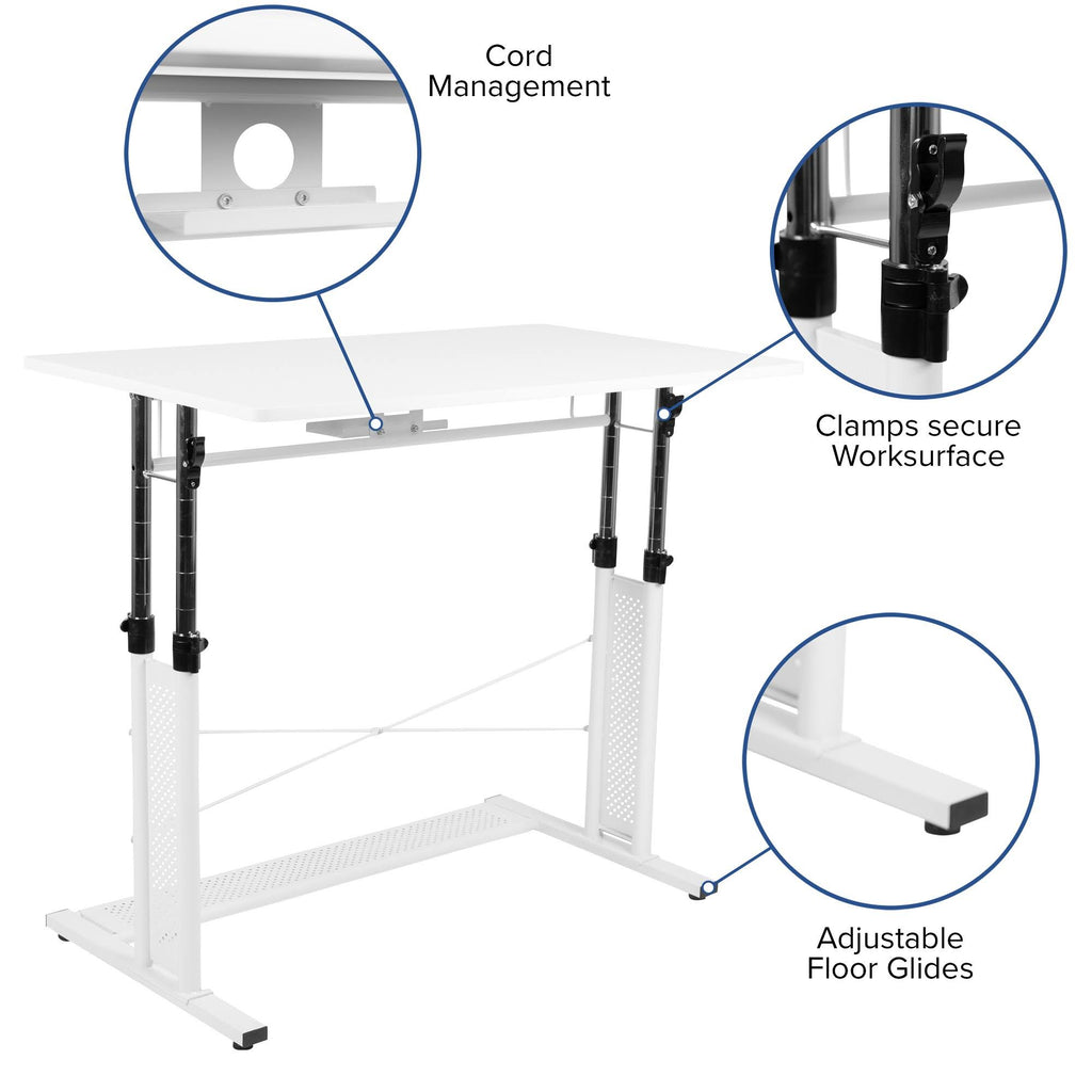 White Height-Adjustable Sit-to-Stand Desk Z970042