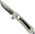 Folding EDC Pocket Knife VG10 Stainless Steel 2.75” Blade White Carbon Fiber Handle R9098