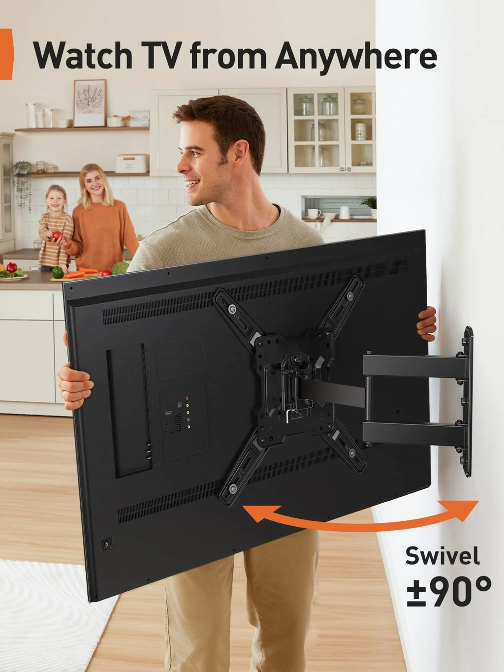 Full Motion TV Wall Mount for 26-60 inch LED LCD Flat Curved Screen TVs, Max 400x400mm, up to 82 lbs P925628