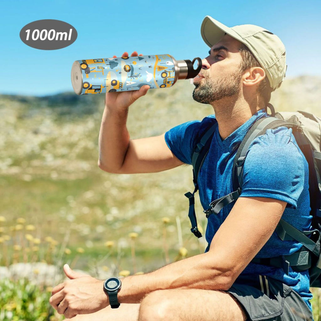 Blue Stainless Steel Insulated Water Bottle with Straw Lid Q5093