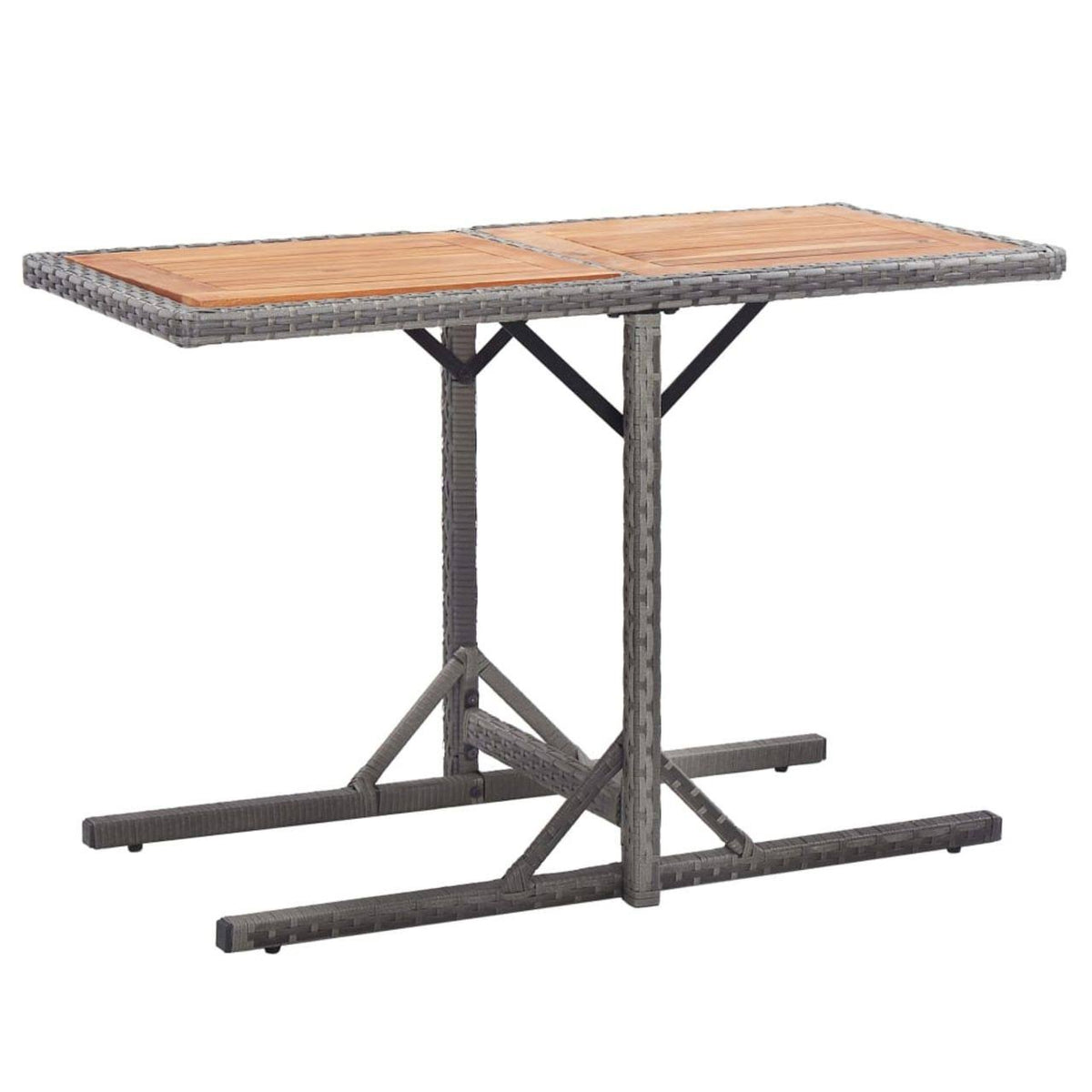Anthracite Poly Rattan and Solid Acacia Wood Garden Table M16120