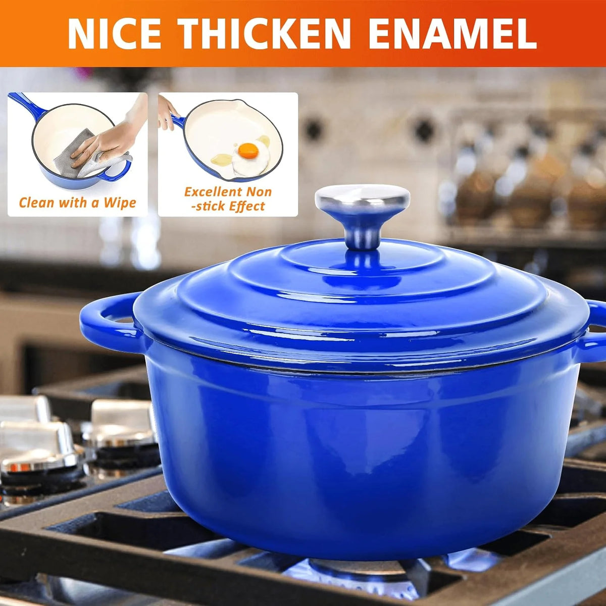 7 Piece Enameled Cast Iron Cookware Set with Ceramic Nonstick Coating C6929
