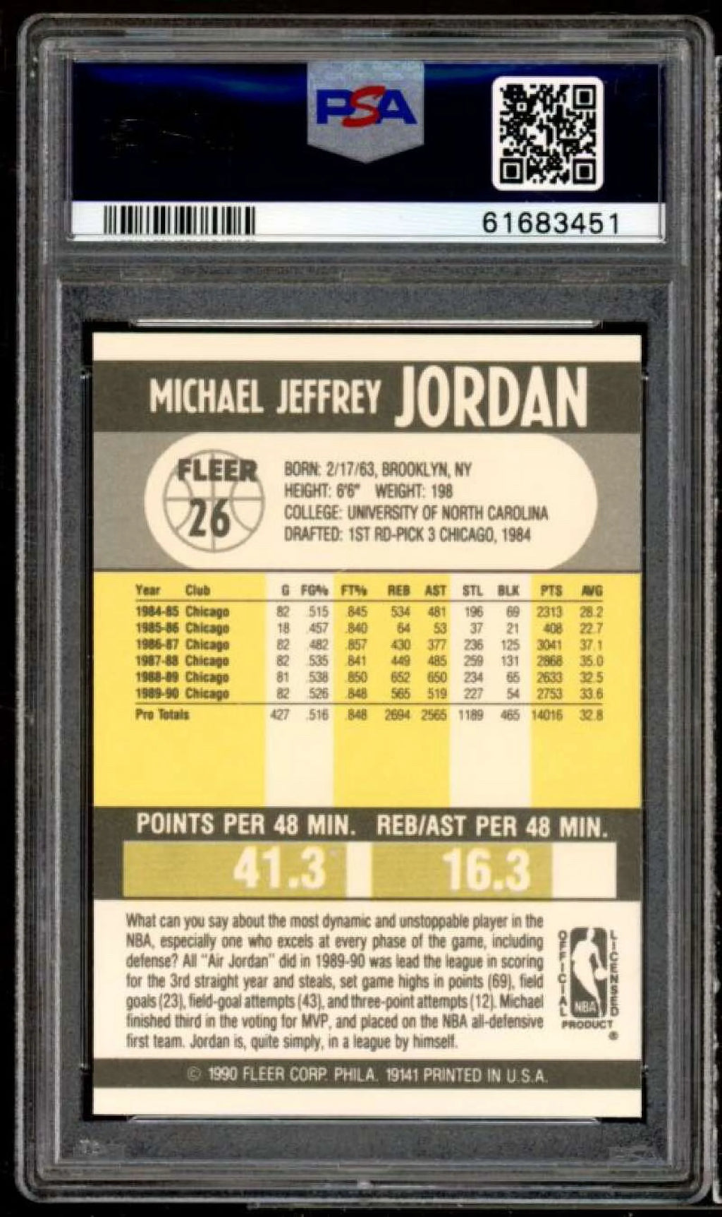 1990-91 Fleer #26 PSA 9 Card T952266