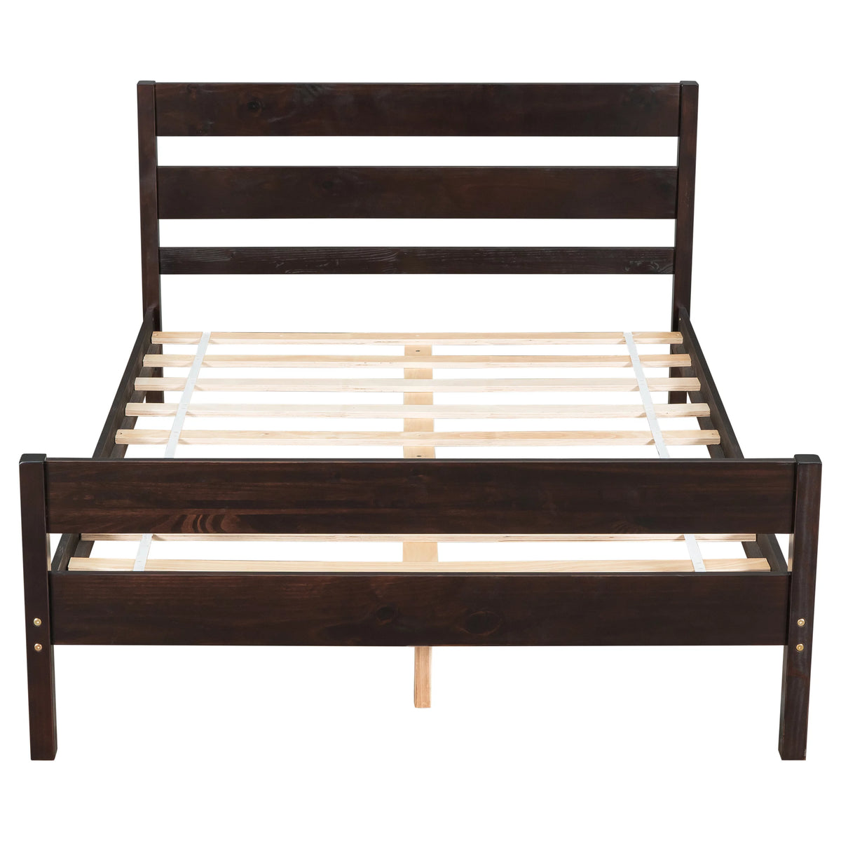 Full Espresso Platform Bed Frame with Headboard and Under Bed Storage I477