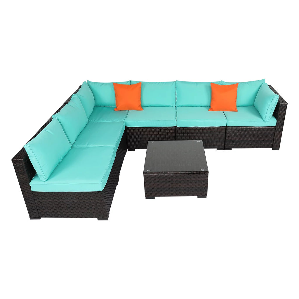 7 Pieces Wicker PE Rattan Sectional Sofa R5264