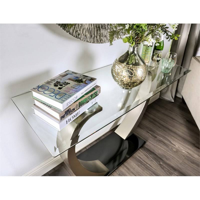 Satin Glass Top Console Table W197