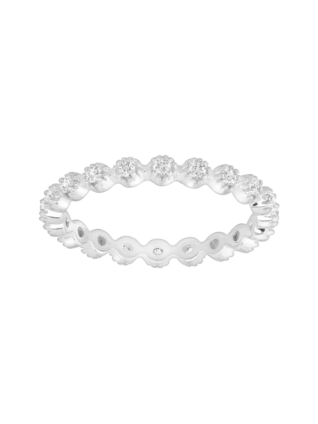 Eternity Band Ring with Cubic Zirconia in Rhodium-Plated 1K Gold Alloy, Size 7 P3074