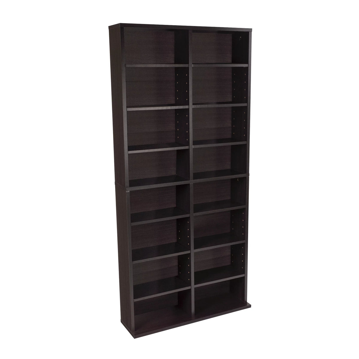 54" Espresso Adjustable Wood Media Storage Shelf Bookcase P18122