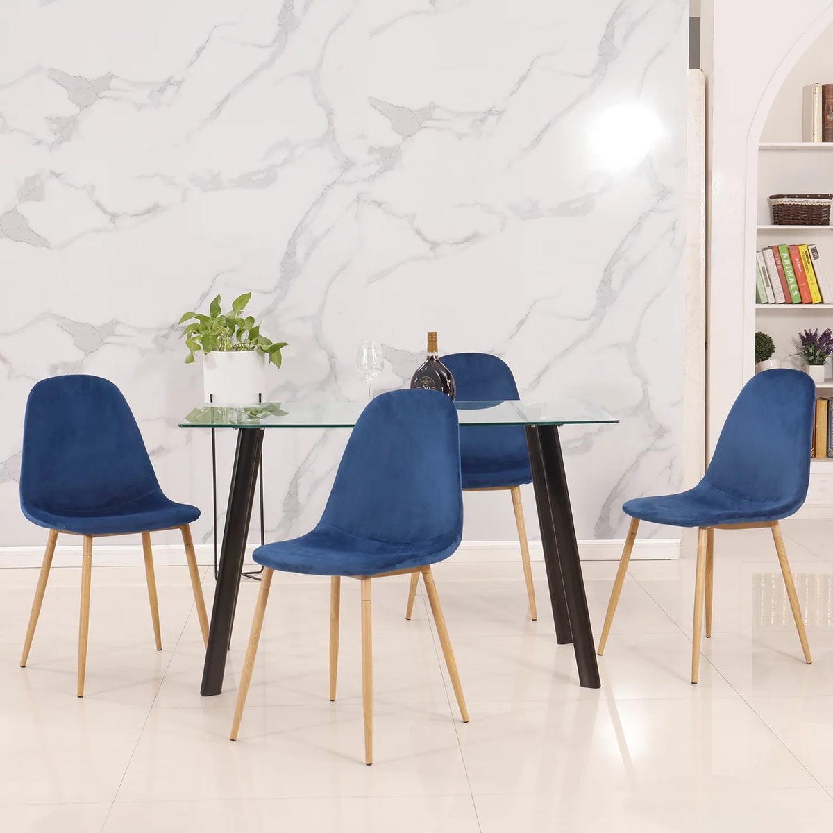 Velvet Upholstered Dining Chairs Set of 4 Y541