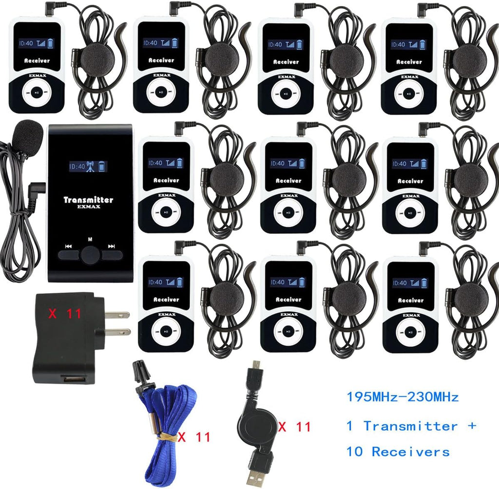 Wireless Tour Guide System Microphone (1 Transmitter 10 Receivers) J50635