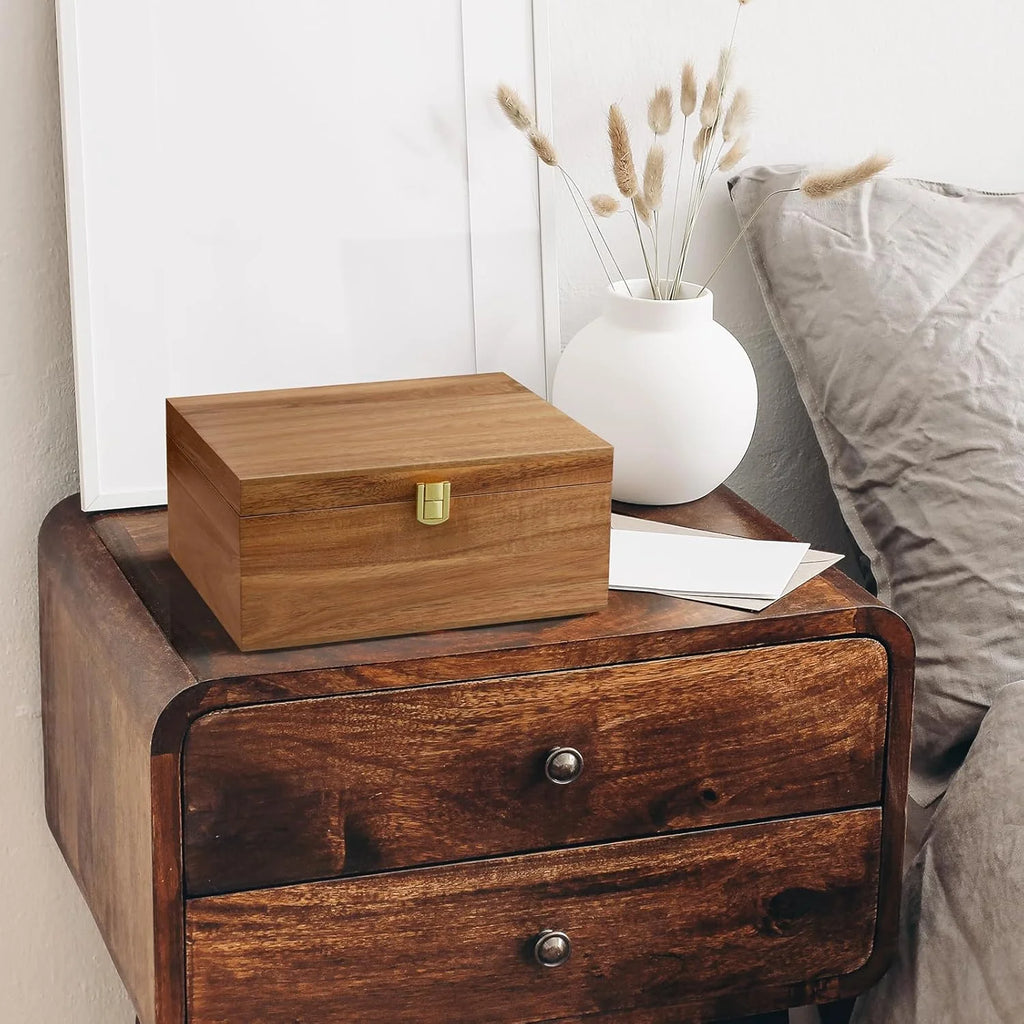 Acacia Wooden Storage Box with Hinged Lid Y978309