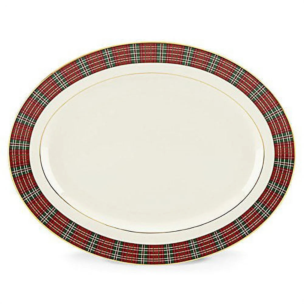 Plaid Oval Platter M4664