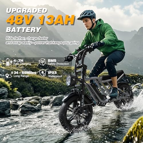 Electric Bike 750W 48V 13Ah Battery 20" Fat Tire F132587