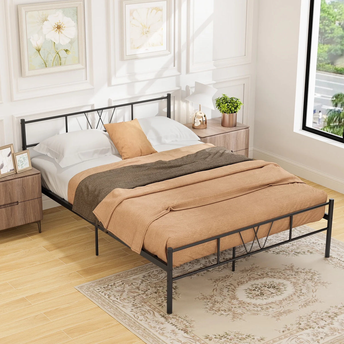 Full Size Black Metal Platform Bed Frame U293