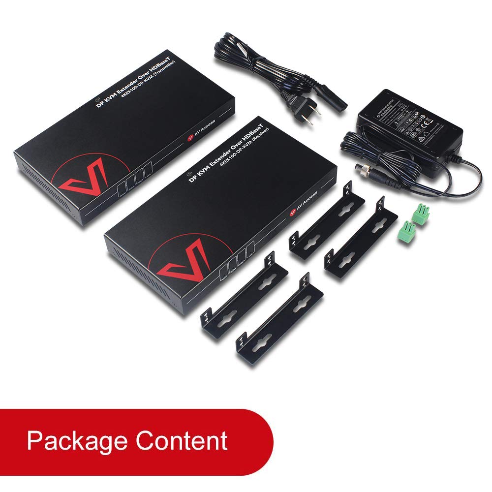 HDBaseT DisplayPort KVM Extender, 4K@30Hz/1080P@120Hz, 2 USB 2.0 Port, Pack of 2 R400