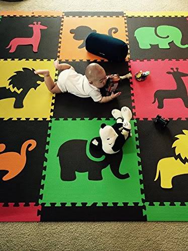 Red, Yellow, Orange, Lime & Brown Interlocking Foam Play Mat U4760