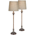 Set of 2 Weathered Brown Linen Fabric Table Lamps Q383
