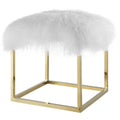 Gold White Velvet Accent Chair Ottoman G6513