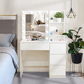 White Makeup Vanity with Lighted Mirror and 4 Drawers C3748