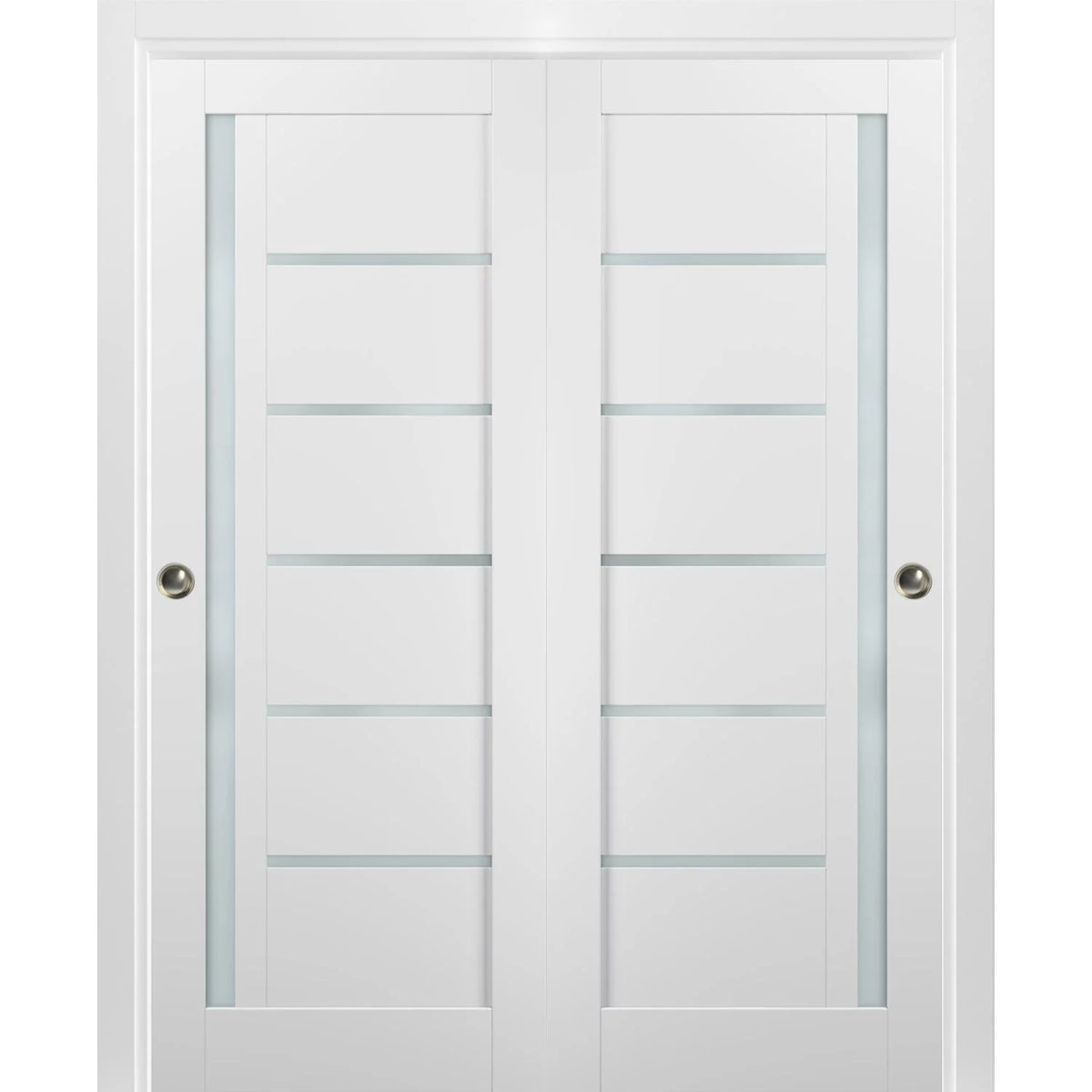 60 x 96 White Silk Frosted Glass Sliding Closet Bypass Doors N9801