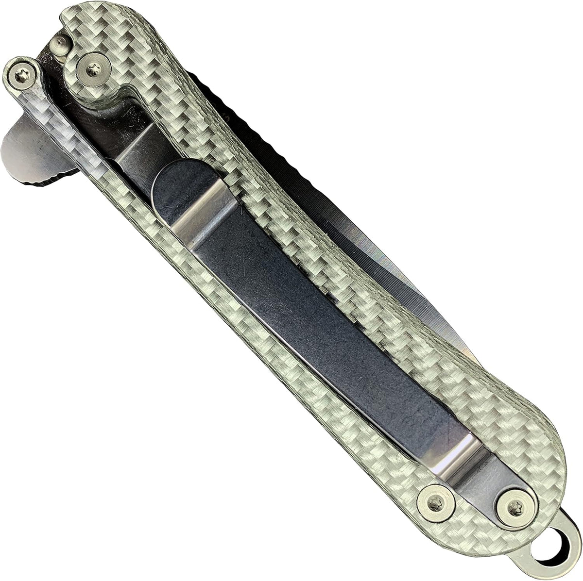 Folding EDC Pocket Knife VG10 Stainless Steel 2.75” Blade White Carbon Fiber Handle R9098
