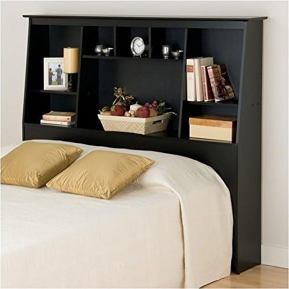 Black Wood Full Queen Bookcase Headboard P341
