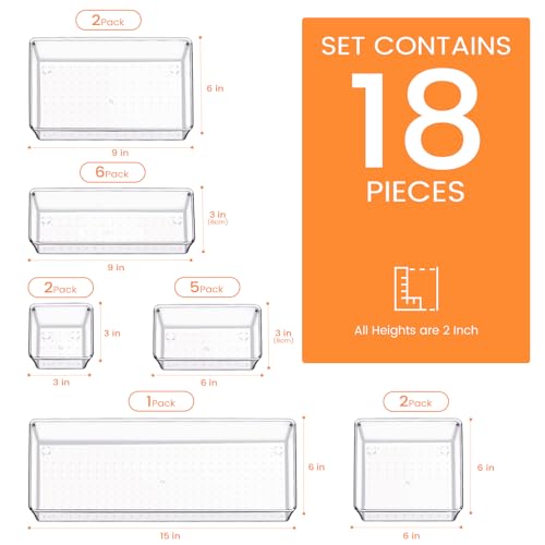 10 Pack Clear Plastic Drawer Organizer Set L8202
