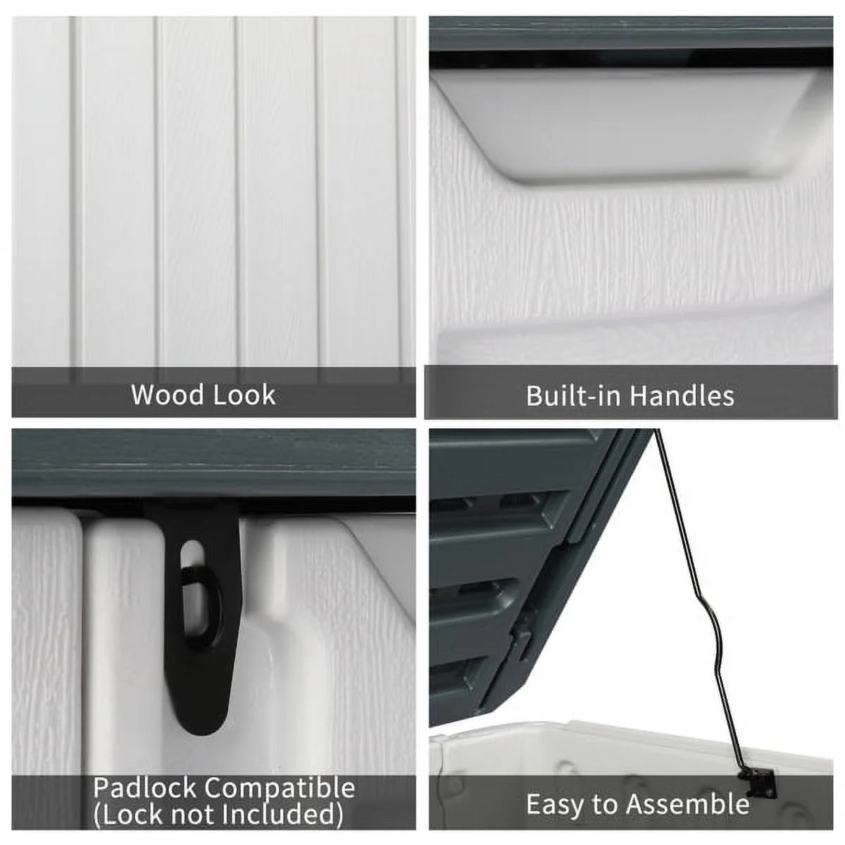 260 Gallon Waterproof Lockable Off-White Outdoor Storage Deck Box L952241