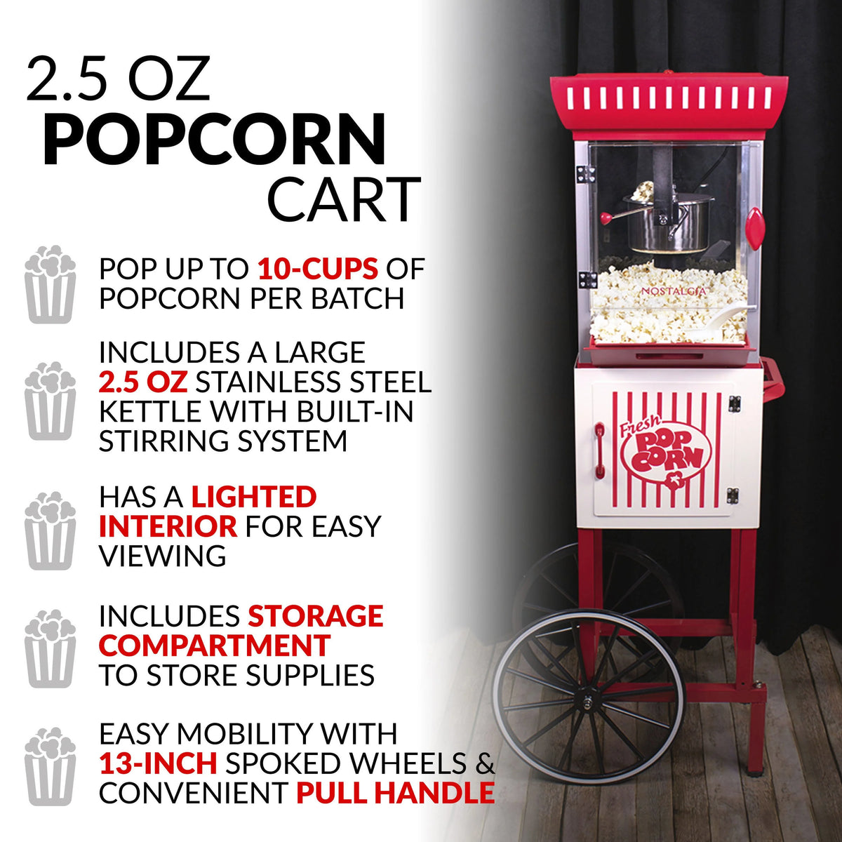 48-Inch 2.5-Oz. Popcorn Cart C7641