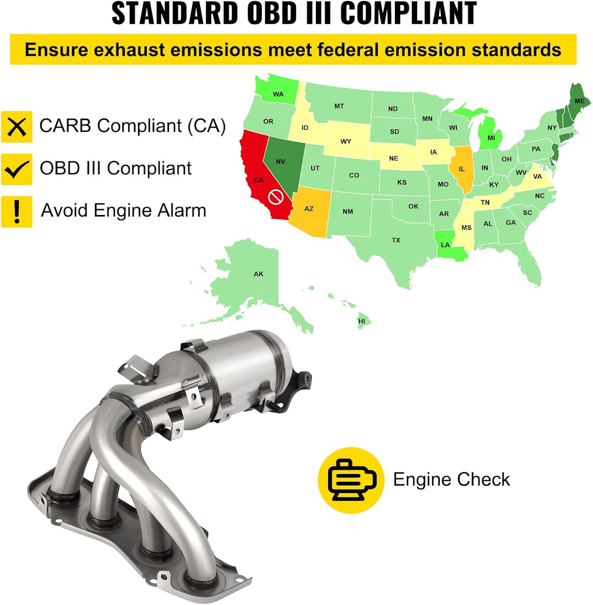 Catalytic Converter Stainless Steel with Gasket Kit I221