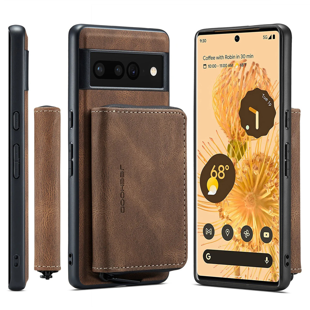 Brown Wallet Case for Google Pixel Fold 5G with Screen Protector E54298