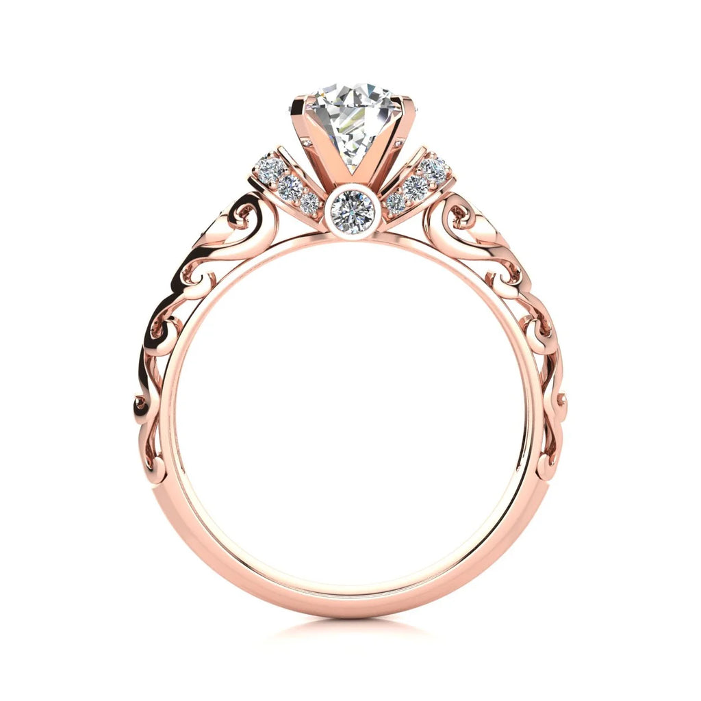 Vintage Moissanite Engagement Ring In 14 Karat Rose Gold P79025