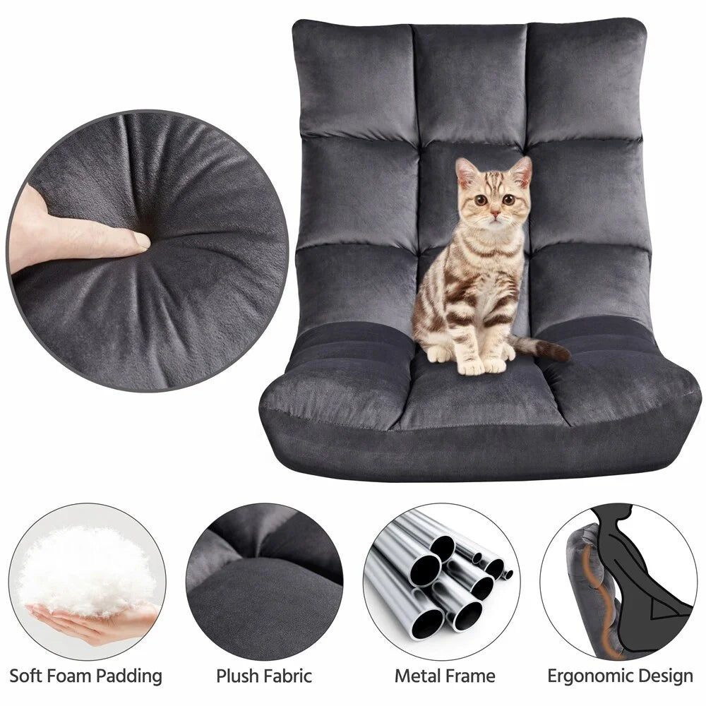 Padded Floor Chair with Back Support Grey P2863