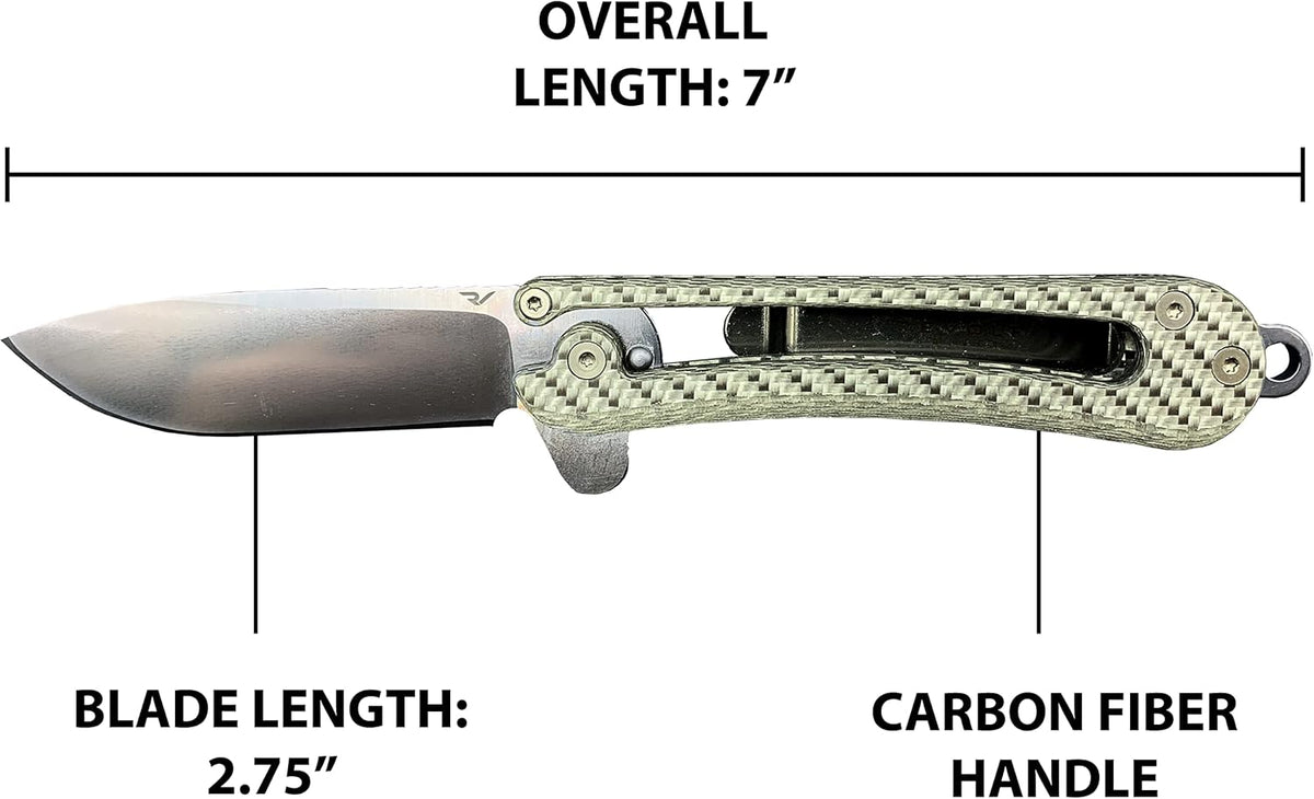 Folding EDC Pocket Knife VG10 Stainless Steel 2.75” Blade White Carbon Fiber Handle R9098