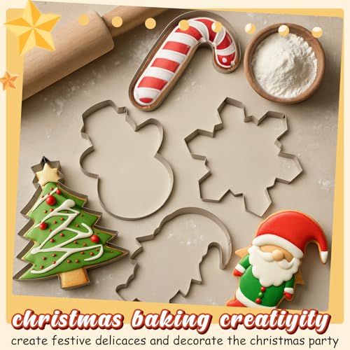 6 Pcs Large Stainless Steel Christmas Cookie Cutters D62570