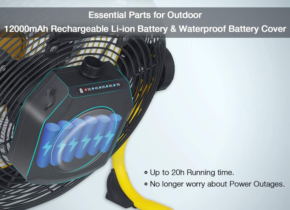 Battery Operated 12 Inch Portable Floor Fan X8116