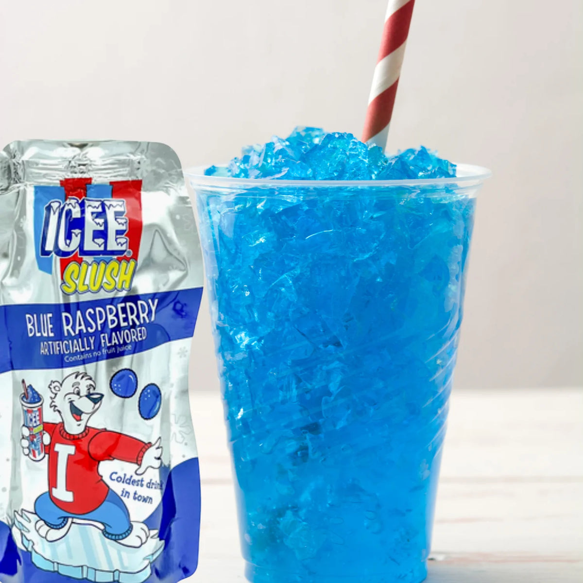 Blue Raspberry Flavored Drink 6 fl oz Frozen Fruit Juice Beverage - 12 Pack F277037