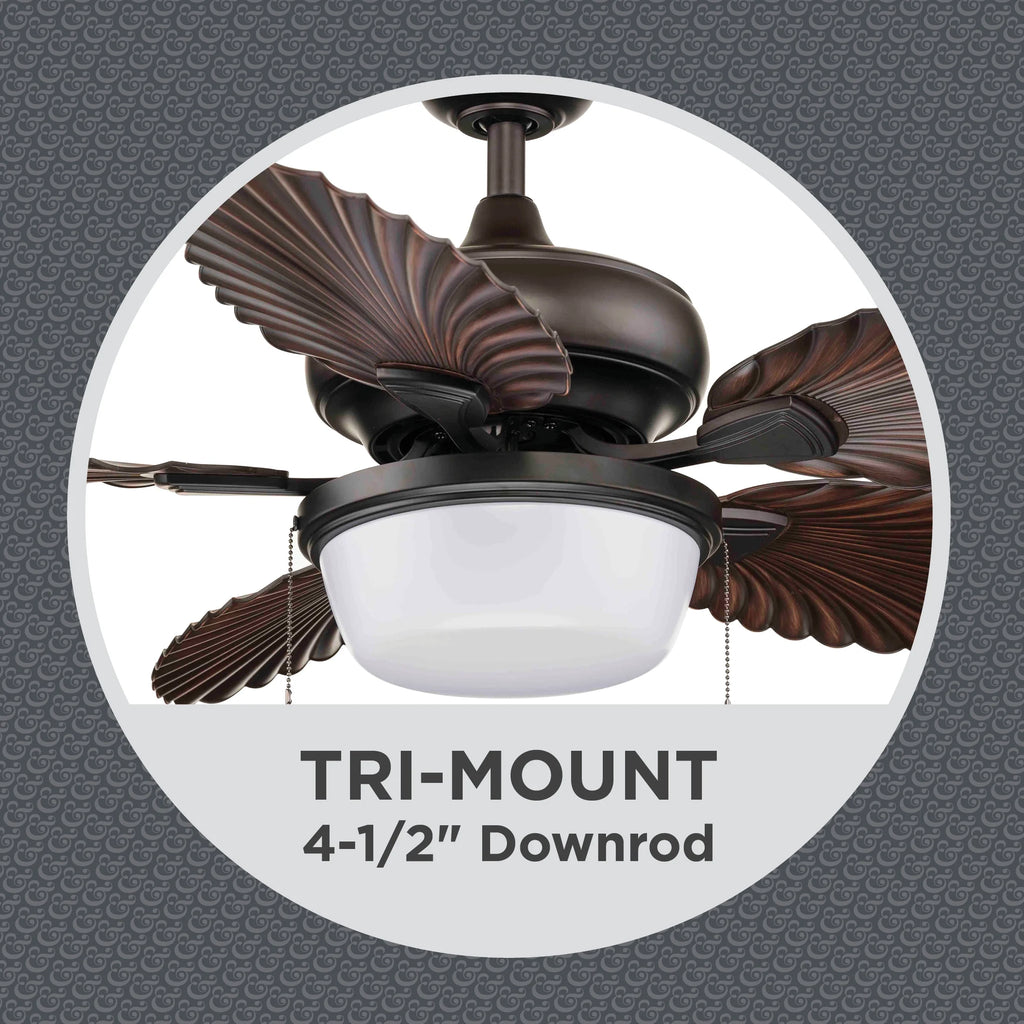 52" Bronze Ceiling Fan with 5 Palm Leaf Blades M7566